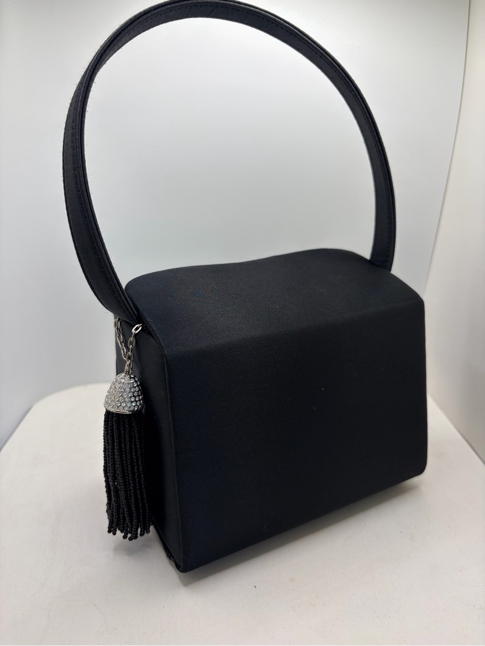 Classic Black Evening Clutch with Tassel Accent